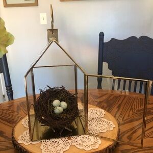 Mainstays 11" Glass and Plated Metal House Lantern with Handle